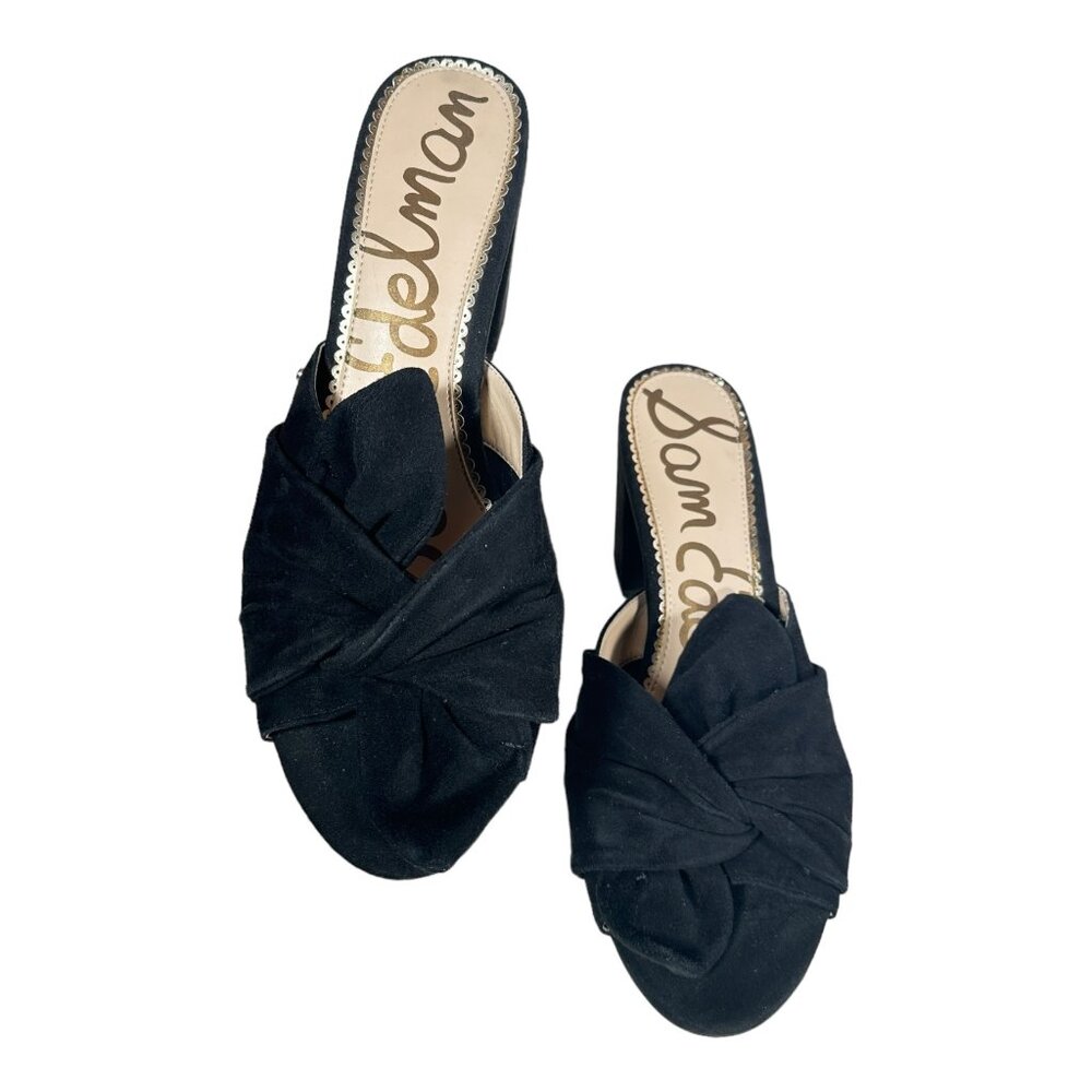 Sam Edelman Suede Knotted Bow Block Heel Size 11 Mules Slip On